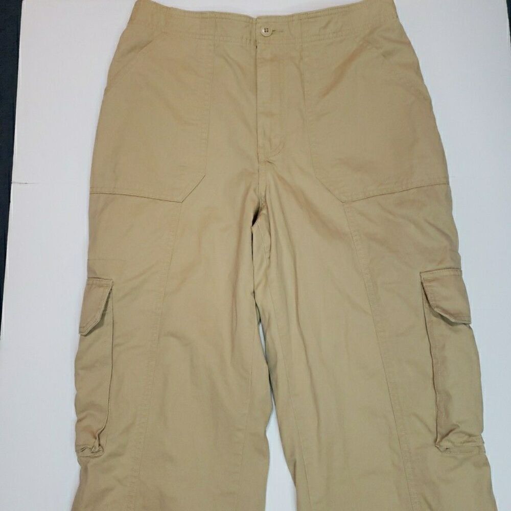 Abercrombie & Fitch Womens Relaxed Cargo Khaki Pants Curve Love Size 30/10 - Picture 3 of 10